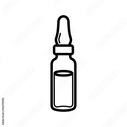 Medicine dropper bottle with liquid in minimalist style  vaccine vial minimal outline icons on the theme of medications and pharmacy icon