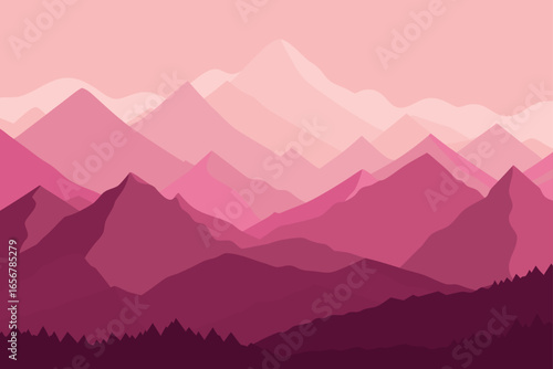 mountain peaks under pink sky