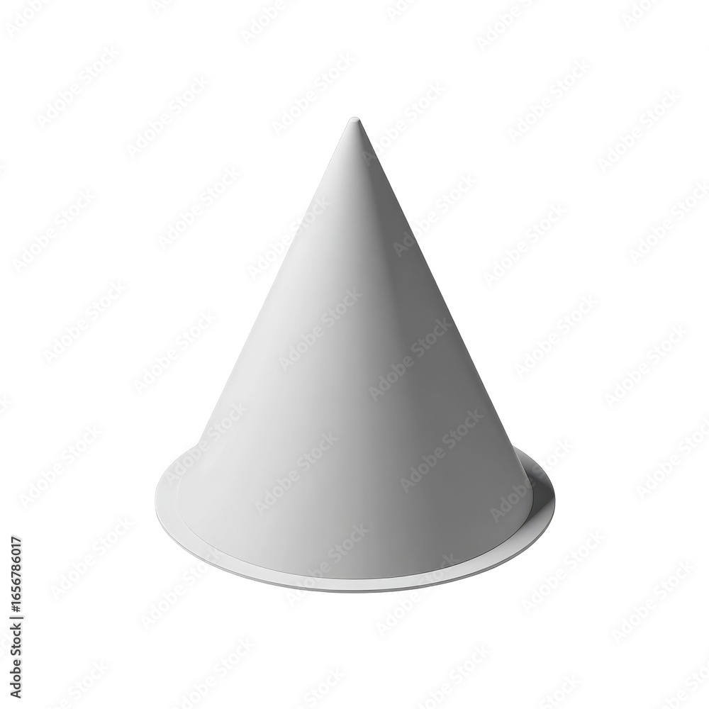 Fototapeta premium A plain, light gray cone, sharply pointed, with a wide, flat base