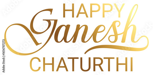 Ganesh Chaturthi  calligraphy Text design. Happy Ganesh chaturthi. typography for happy ganesh chaturthi greeting on white background for hindu spiritual celebration and festive poster use .