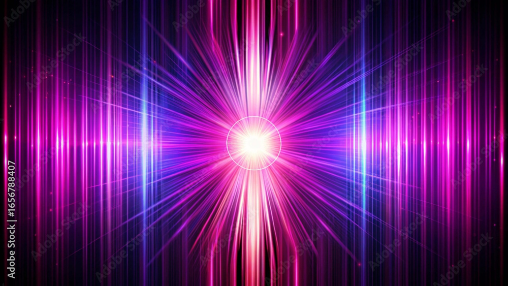 Obraz premium Vibrant purple and pink light rays emanating from a central glowing point