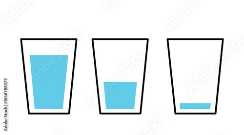 Vector Water Glasses Set. Vector flat editable illustration set off glasses of water