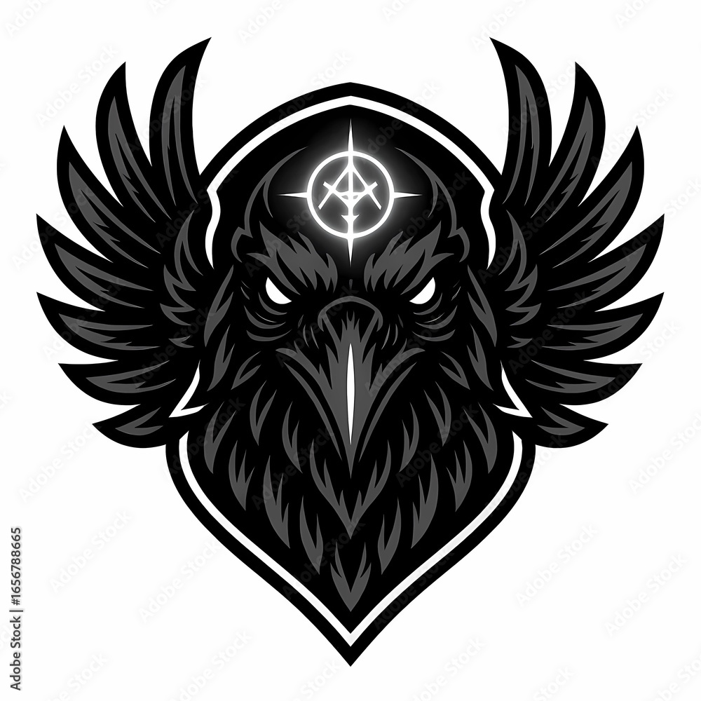 Obraz premium Occult raven head mascot logo
