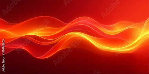 Abstract vector illustration of red and orange flowing wave lines in a motion design pattern for a fiery background