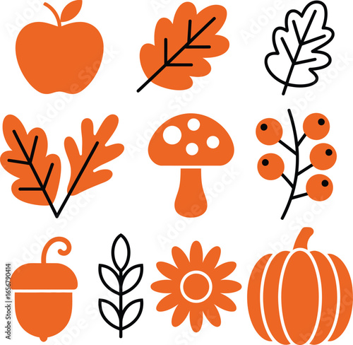 A Collection of Black and White Silhouette Illustrations of Various Mushroom Types