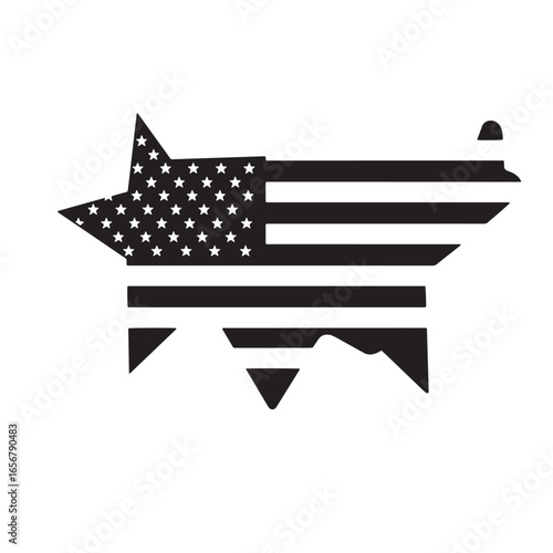 American flag symbol depicting a mountainous landscape on a clean white background