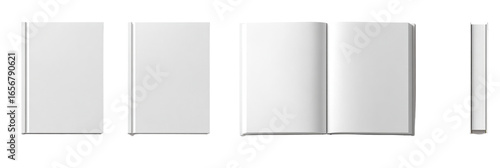 Blank books in various positions