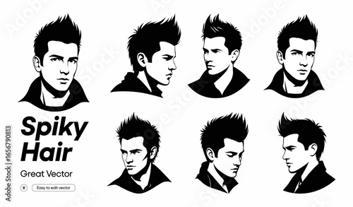 Men with spiky hairstyles in various angles