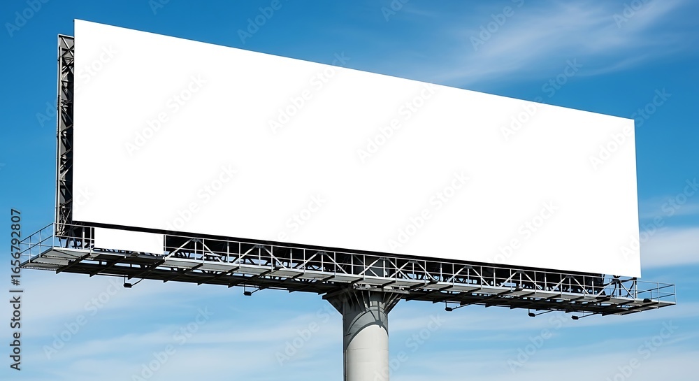 Obraz premium Blank billboard awaits your impactful advertisement against a clear blue sky