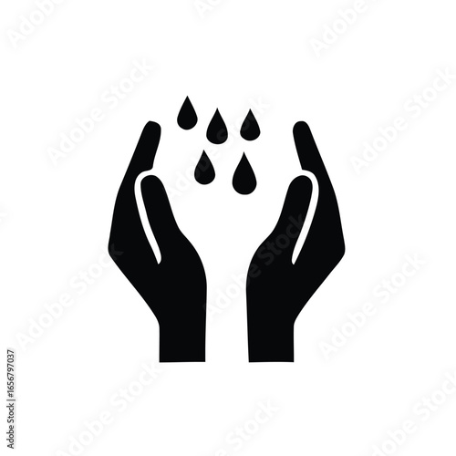 Hands catching falling water drops vector