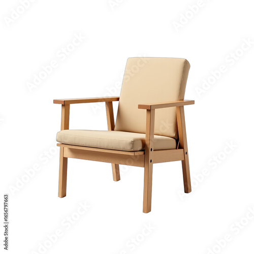 Wallpaper Mural Light beige upholstered wooden arm chair. Torontodigital.ca