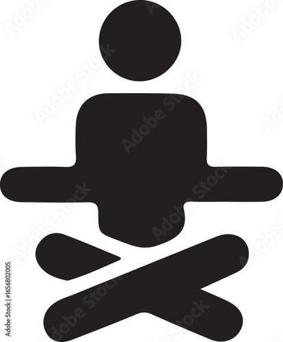 Meditation icon in simple style person in lotus position concept of zen calm relaxation and wellness