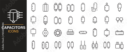 Collection of capacitor icons for electrical engineering projects