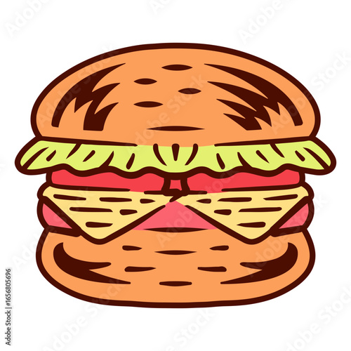 Burger color stroke food