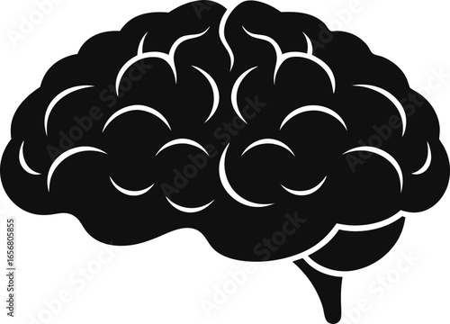 Anatomical Brain Side View Silhouette Graphic
