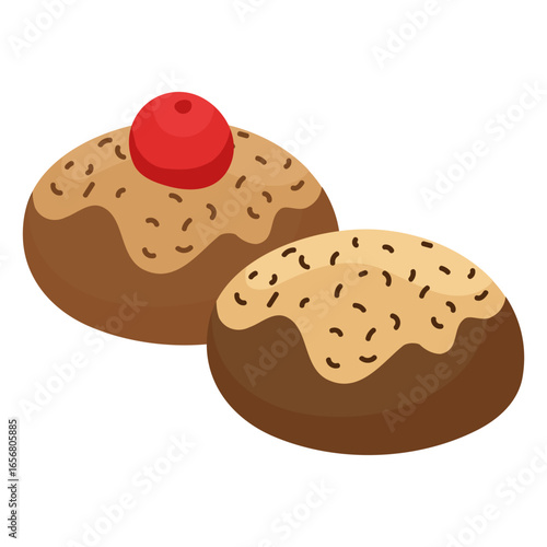 Cake pastry cherry flat