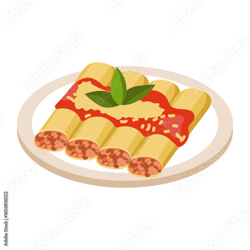 Cannelloni food illustration
