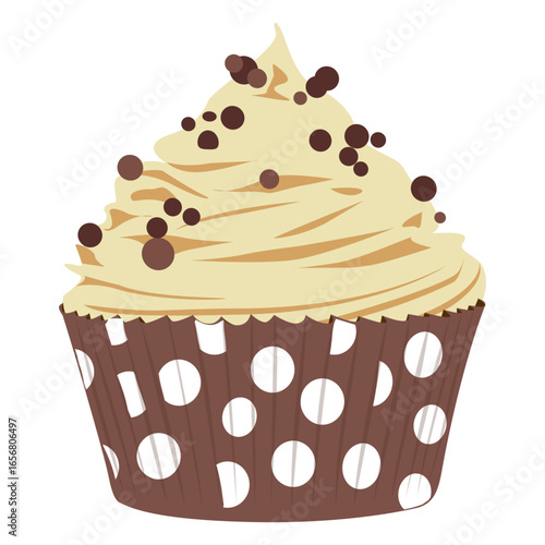 Chocolate chip cupcake illustration