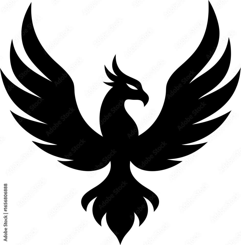 Fototapeta premium A Phoenix Rising from Ashes Simple Graphic Symbol
