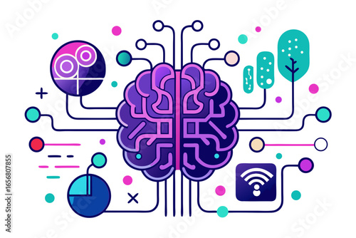 Visualize the future of innovative AI with this dynamic abstract brain graphic connecting data points, technology, and ideas, perfect for tech and business concepts.