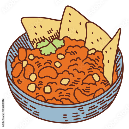 Food illustration beans and nachos