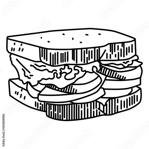 Food line art sandwich