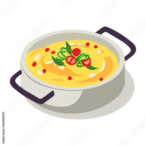 Healthy polenta pot isometric