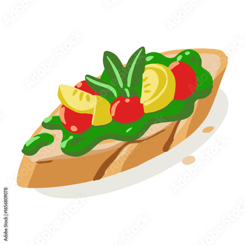 Healthy vegetable bruschetta isometric