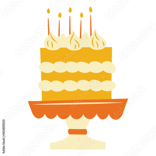 Huge birthday cake flat mid century