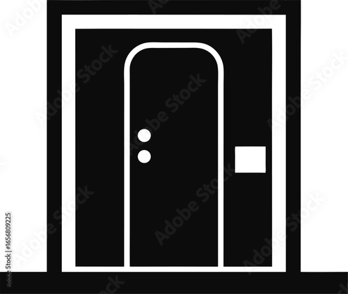 Bedroom Door Closed Icon Silhouette Vector Illustration
