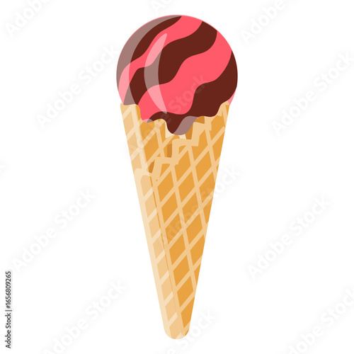Ice cream ball in cone