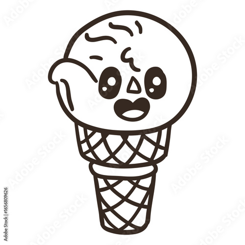 Ice cream filled stroke cartoon
