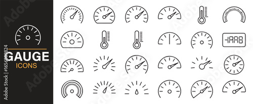 High-quality icons of gauges for instrumentation and measurements
