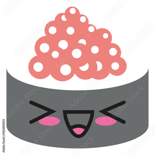 Kawaii face salmon caviar sushi
