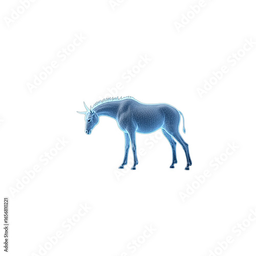 Digital illustration of a translucent equine.