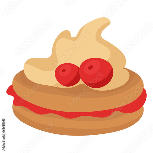 Pastry cake cherry flat