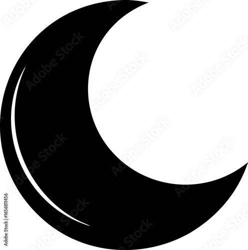 Moon Crescent Icon Silhouette Vector Illustration
