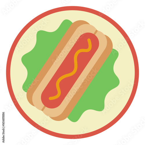 Playful hot dog illustration with vibrant colors