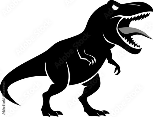 Tyrannosaurus Rex Roaring Clean Vector Silhouette