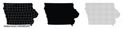 Iowa of USA map fill, fill with stroke and dotted map vector illustration