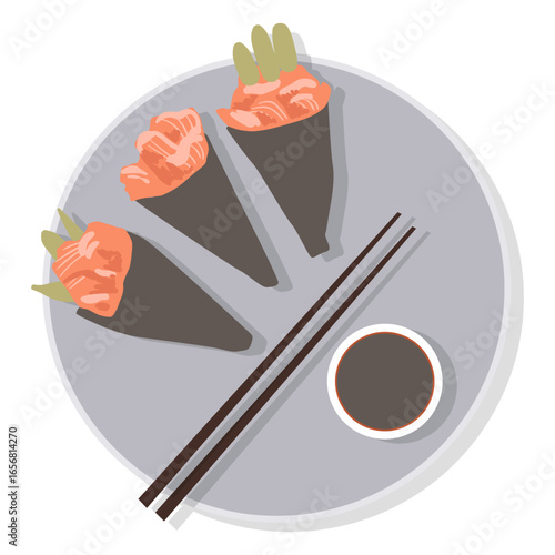 Sushi temaki food plate
