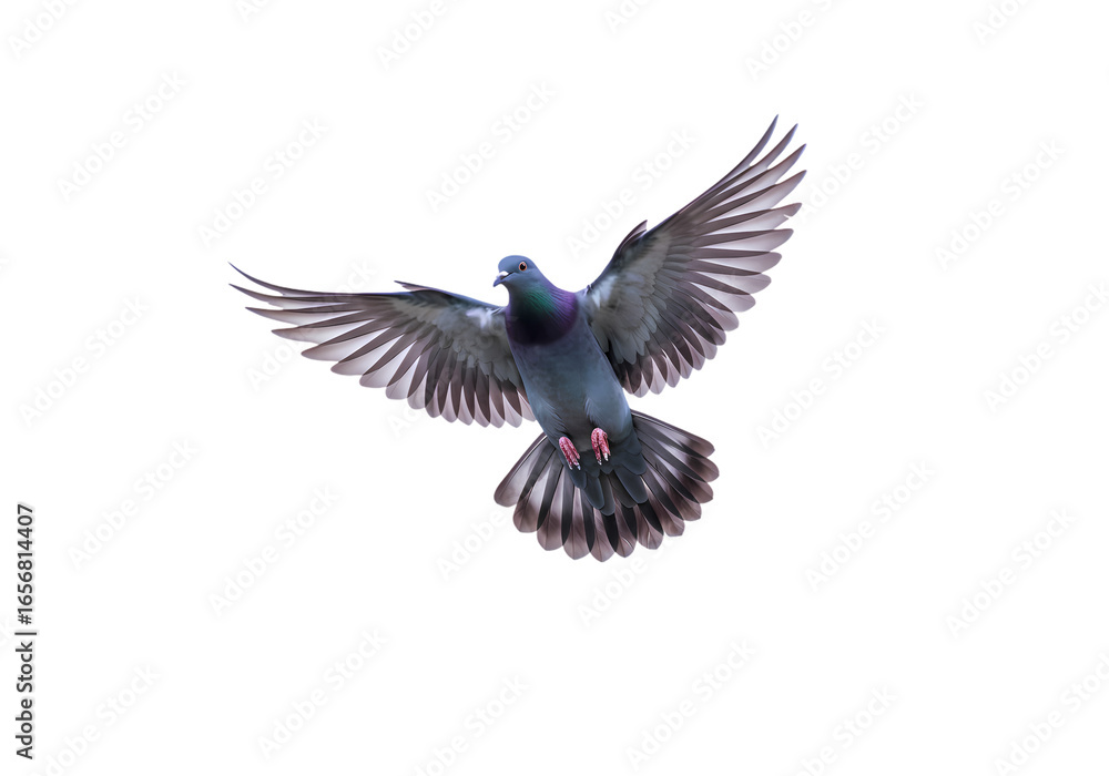 Obraz premium Pigeon in Flight: A Dramatic Close-Up
