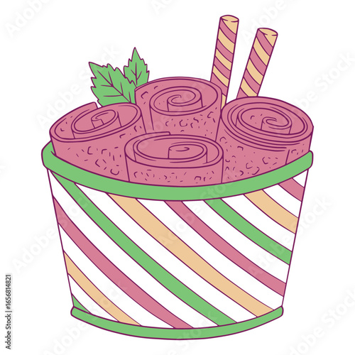Tropical ice cream rolls cup