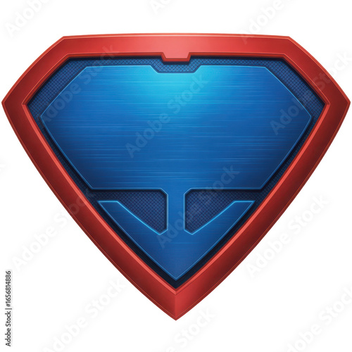 Superhero emblem shield red and blue isolated on transparent background