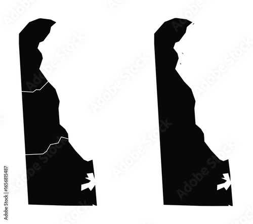 Delaware State Map Fill with Stroke Illustration
