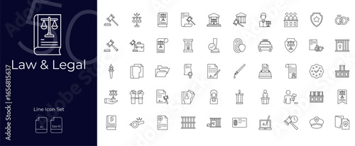 Law And Legal Line Editable Icons set. Vector illustration in modern thin line style of Law And Legal icons: legal, justice, crime, etc
