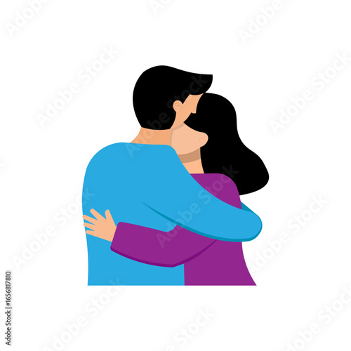 Supportive Hug: Vector Illustration of a Man and Woman Embracing