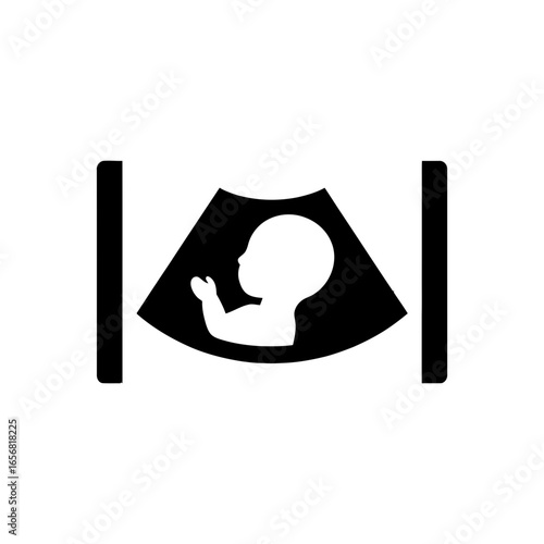 Ultrasound scan icon of baby in womb for pregnancy diagnostic.