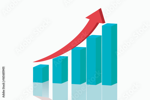 3d bar chart illustrating upward growth and financial progress