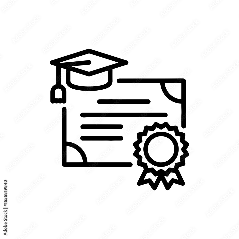 Graduation diploma icon with cap and certificate for education. Graduation diploma icon with cap and certificate for education.